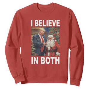Funny Christmas Trump And Santa Sweatshirt I Believe In Both TS02 Red Print Your Wear