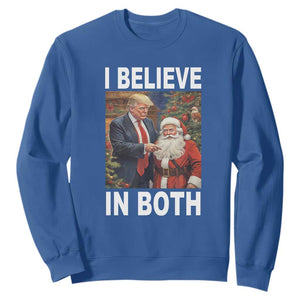 Funny Christmas Trump And Santa Sweatshirt I Believe In Both TS02 Royal Blue Print Your Wear