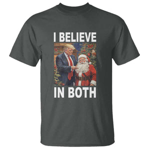 Funny Christmas Trump And Santa T Shirt I Believe In Both TS02 Dark Heather Print Your Wear
