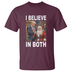 Funny Christmas Trump And Santa T Shirt I Believe In Both TS02 Maroon Print Your Wear