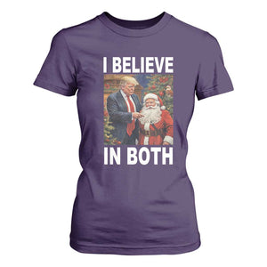 Funny Christmas Trump And Santa T Shirt For Women I Believe In Both TS02 Purple Print Your Wear