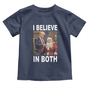 Funny Christmas Trump And Santa Toddler T Shirt I Believe In Both TS02 Navy Print Your Wear