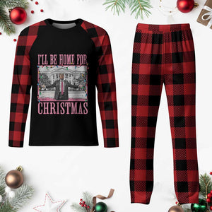 Christmas Trump Plaid Pajama Set I'll Be Home For Xmas Funny Santa Donald TS02 Buffalo Plaid Print Your Wear