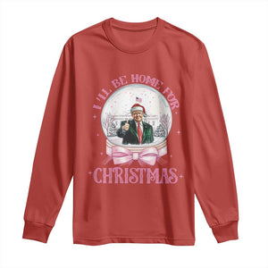 Christmas Trump Long Sleeve Shirt I'll Be Home For Xmas Retro Vintage Pink Coquette Bow TS02 Red Print Your Wear