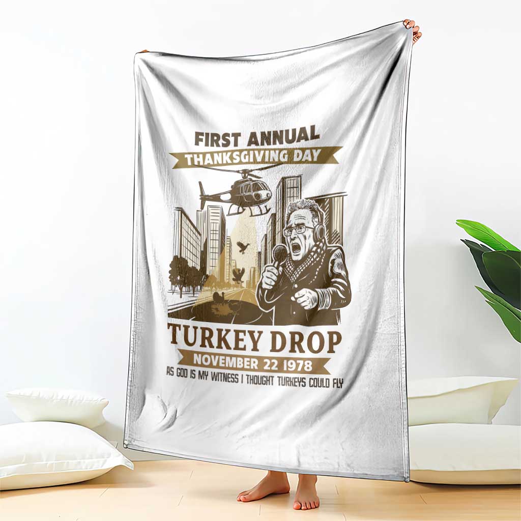 Vintage Thanksgiving Turkey Drop Throw Blanket Funny 1978 Helicopter Scene Classic TV Moment TS02 Print Your Wear