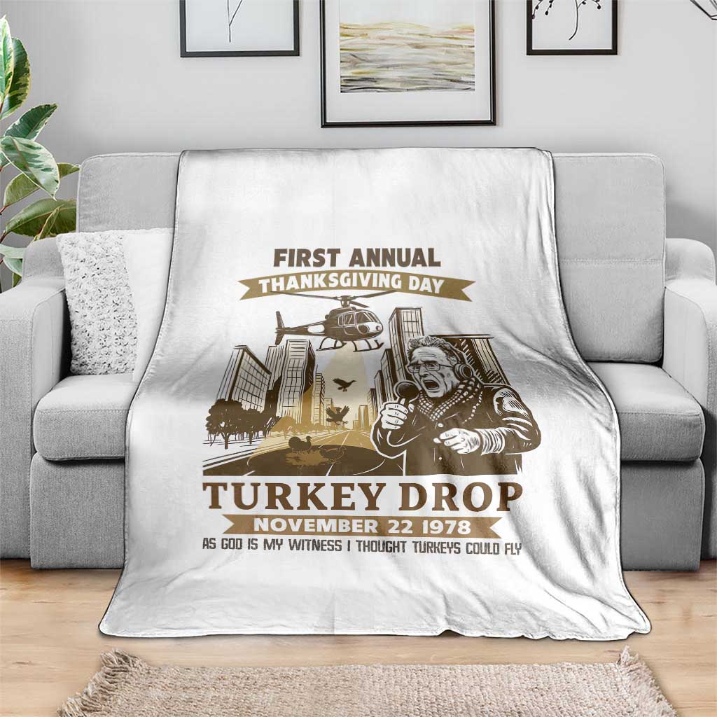 Vintage Thanksgiving Turkey Drop Throw Blanket Funny 1978 Helicopter Scene Classic TV Moment TS02 Print Your Wear
