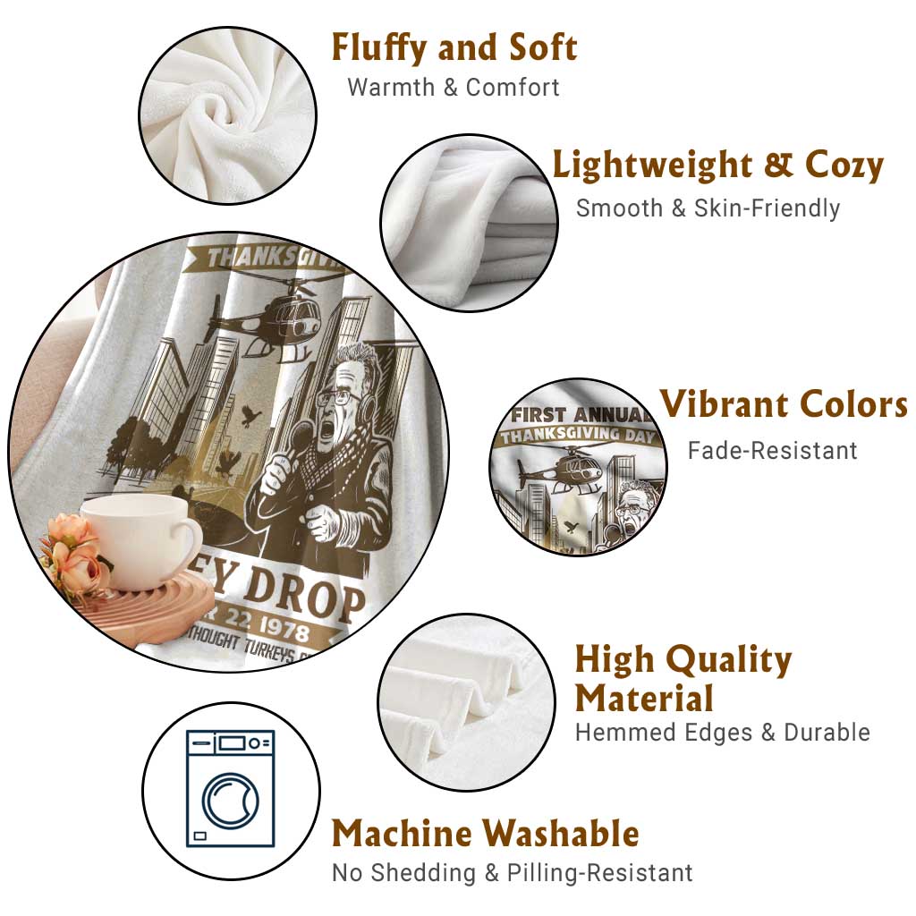 Vintage Thanksgiving Turkey Drop Throw Blanket Funny 1978 Helicopter Scene Classic TV Moment TS02 Print Your Wear