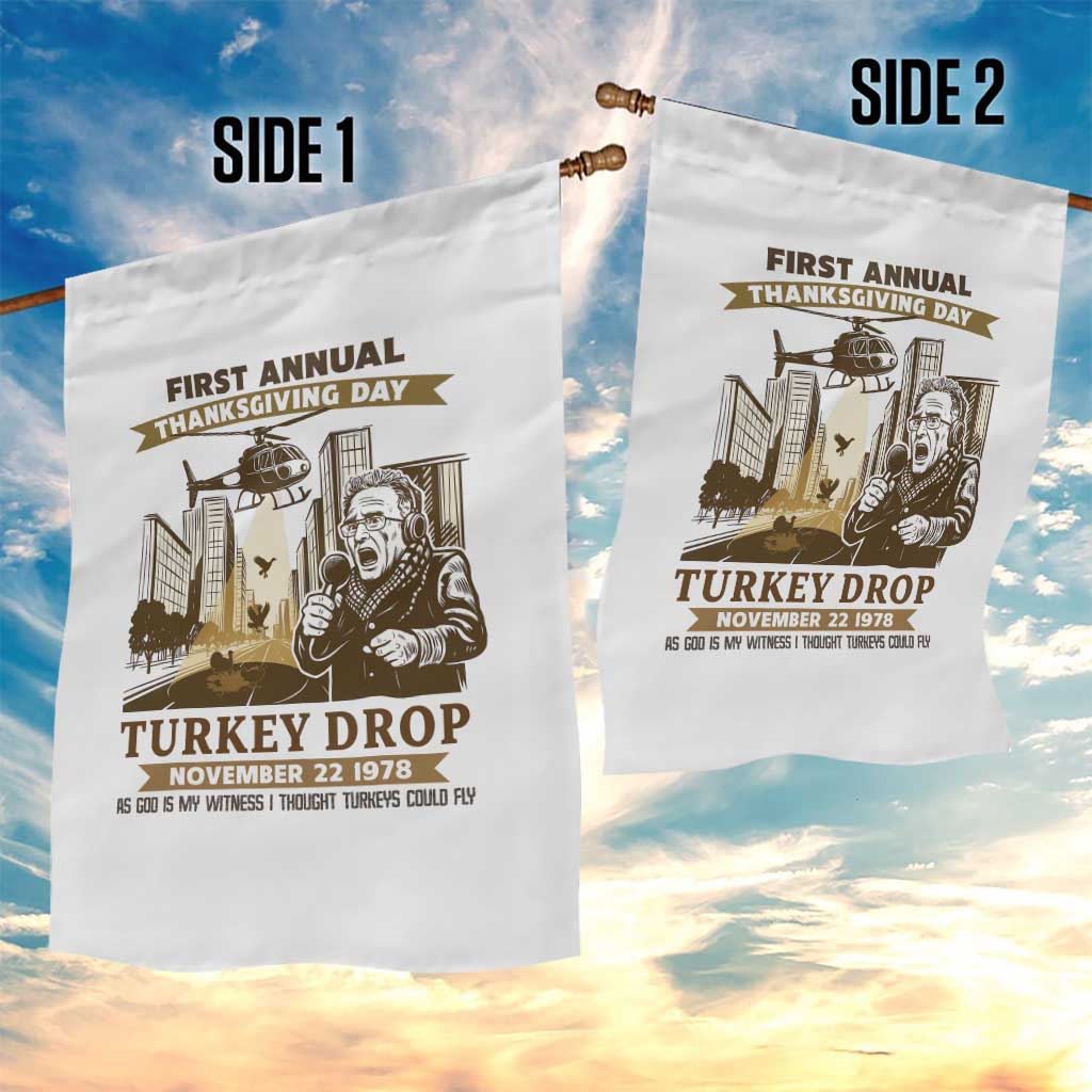 Vintage Thanksgiving Turkey Drop Garden Flag Funny 1978 Helicopter Scene Classic TV Moment TS02 Print Your Wear
