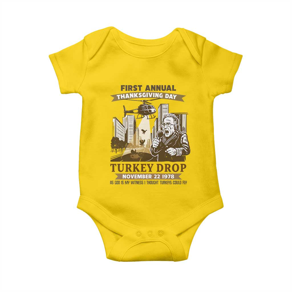 Vintage Thanksgiving Turkey Drop Baby Onesie Funny 1978 Helicopter Scene Classic TV Moment TS02 Daisy Print Your Wear