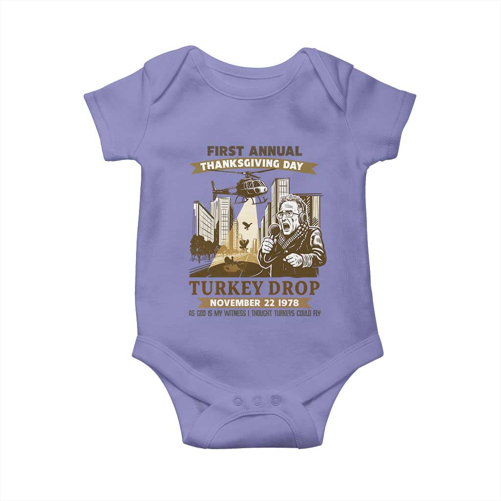 Vintage Thanksgiving Turkey Drop Baby Onesie Funny 1978 Helicopter Scene Classic TV Moment TS02 Violet Print Your Wear