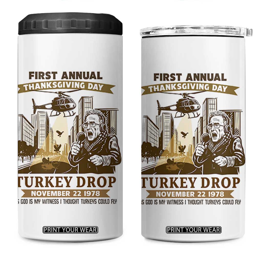 Vintage Thanksgiving Turkey Drop 4 in 1 Can Cooler Tumbler Funny 1978 Helicopter Scene Classic TV Moment TS02 One Size: 16 oz White Print Your Wear
