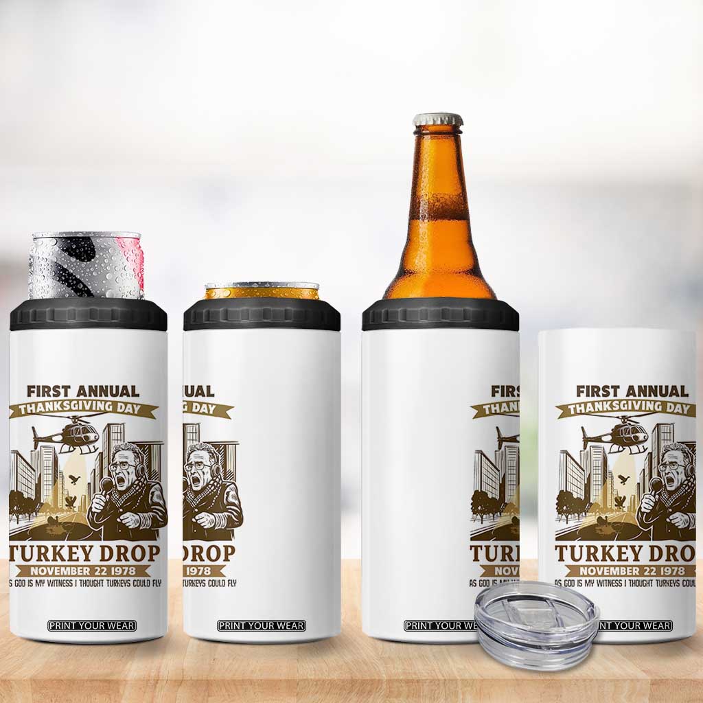 Vintage Thanksgiving Turkey Drop 4 in 1 Can Cooler Tumbler Funny 1978 Helicopter Scene Classic TV Moment TS02 Print Your Wear