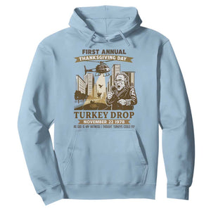 Vintage Thanksgiving Turkey Drop Hoodie Funny 1978 Helicopter Scene Classic TV Moment TS02 Light Blue Print Your Wear
