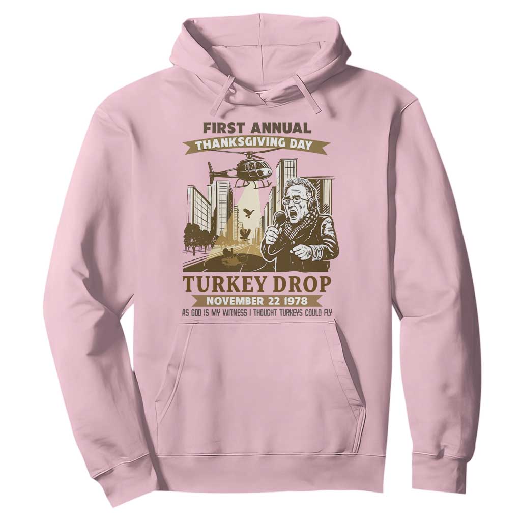 Vintage Thanksgiving Turkey Drop Hoodie Funny 1978 Helicopter Scene Classic TV Moment TS02 Light Pink Print Your Wear
