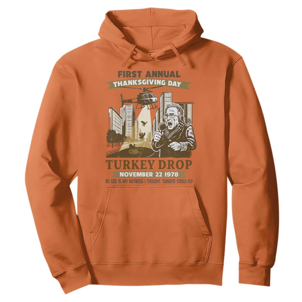 Vintage Thanksgiving Turkey Drop Hoodie Funny 1978 Helicopter Scene Classic TV Moment TS02 Orange Print Your Wear