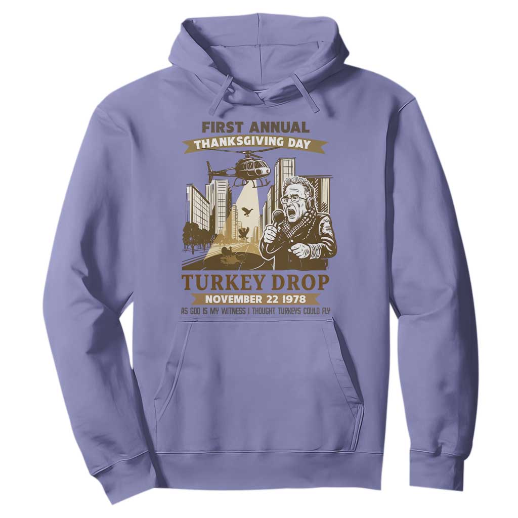 Vintage Thanksgiving Turkey Drop Hoodie Funny 1978 Helicopter Scene Classic TV Moment TS02 Violet Print Your Wear