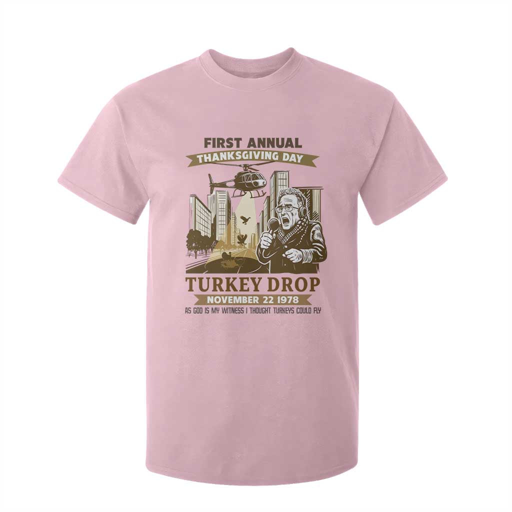 Vintage Thanksgiving Turkey Drop T Shirt For Kid Funny 1978 Helicopter Scene Classic TV Moment TS02 Light Pink Print Your Wear