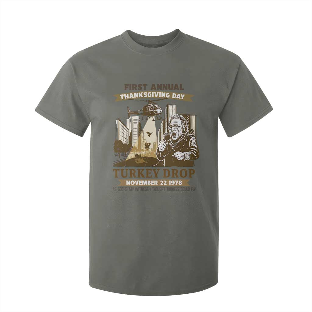 Vintage Thanksgiving Turkey Drop T Shirt For Kid Funny 1978 Helicopter Scene Classic TV Moment TS02 Military Green Print Your Wear