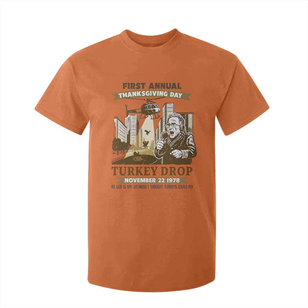 Vintage Thanksgiving Turkey Drop T Shirt For Kid Funny 1978 Helicopter Scene Classic TV Moment TS02 Orange Print Your Wear