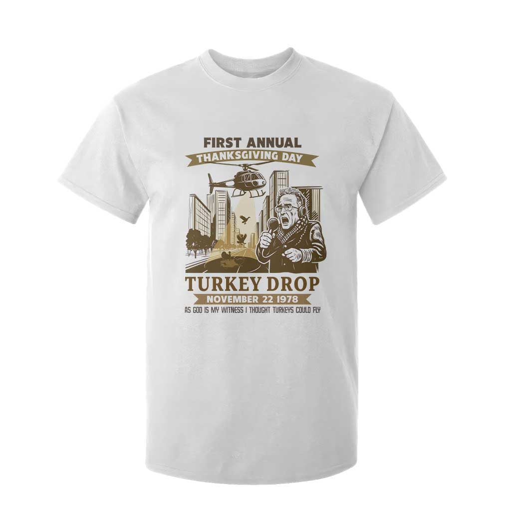 Vintage Thanksgiving Turkey Drop T Shirt For Kid Funny 1978 Helicopter Scene Classic TV Moment TS02 White Print Your Wear