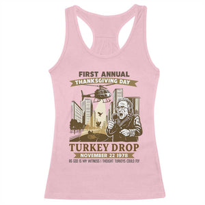 Vintage Thanksgiving Turkey Drop Racerback Tank Top Funny 1978 Helicopter Scene Classic TV Moment TS02 Light Pink Print Your Wear