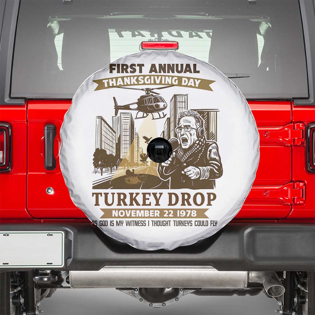Vintage Thanksgiving Turkey Drop Spare Tire Cover Funny 1978 Helicopter Scene Classic TV Moment TS02 White Print Your Wear
