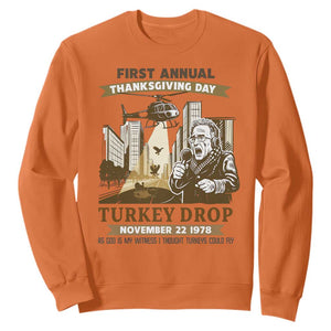Vintage Thanksgiving Turkey Drop Sweatshirt Funny 1978 Helicopter Scene Classic TV Moment TS02 Orange Print Your Wear
