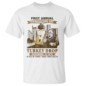 Vintage Thanksgiving Turkey Drop T Shirt Funny 1978 Helicopter Scene Classic TV Moment TS02 White Print Your Wear