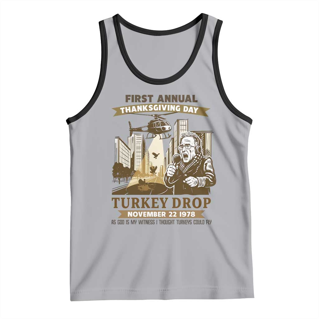Vintage Thanksgiving Turkey Drop Tank Top Funny 1978 Helicopter Scene Classic TV Moment TS02 Athletic Heather Black Print Your Wear
