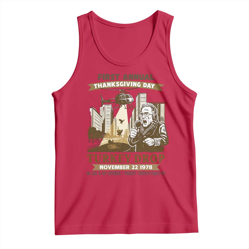 Vintage Thanksgiving Turkey Drop Tank Top Funny 1978 Helicopter Scene Classic TV Moment TS02 Red Print Your Wear