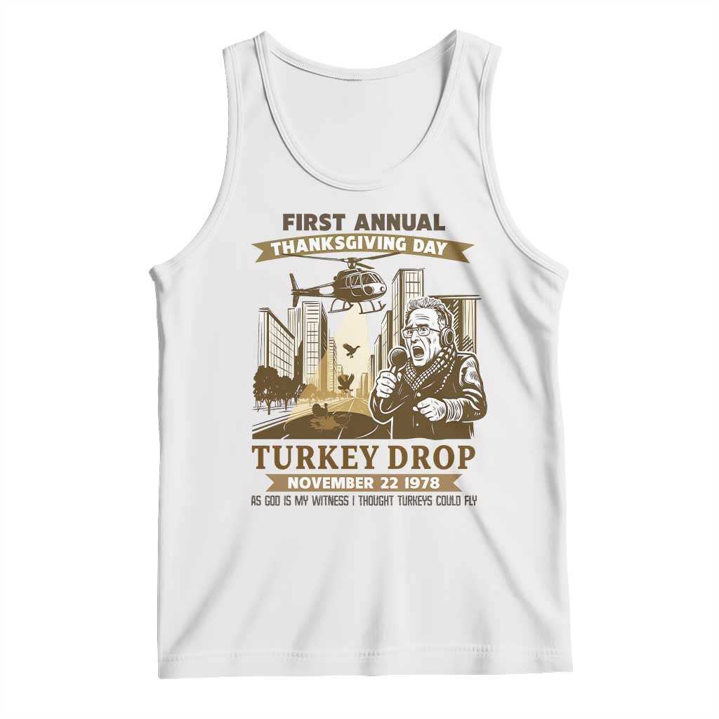 Vintage Thanksgiving Turkey Drop Tank Top Funny 1978 Helicopter Scene Classic TV Moment TS02 White Print Your Wear