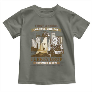Vintage Thanksgiving Turkey Drop Toddler T Shirt Funny 1978 Helicopter Scene Classic TV Moment TS02 Military Green Print Your Wear