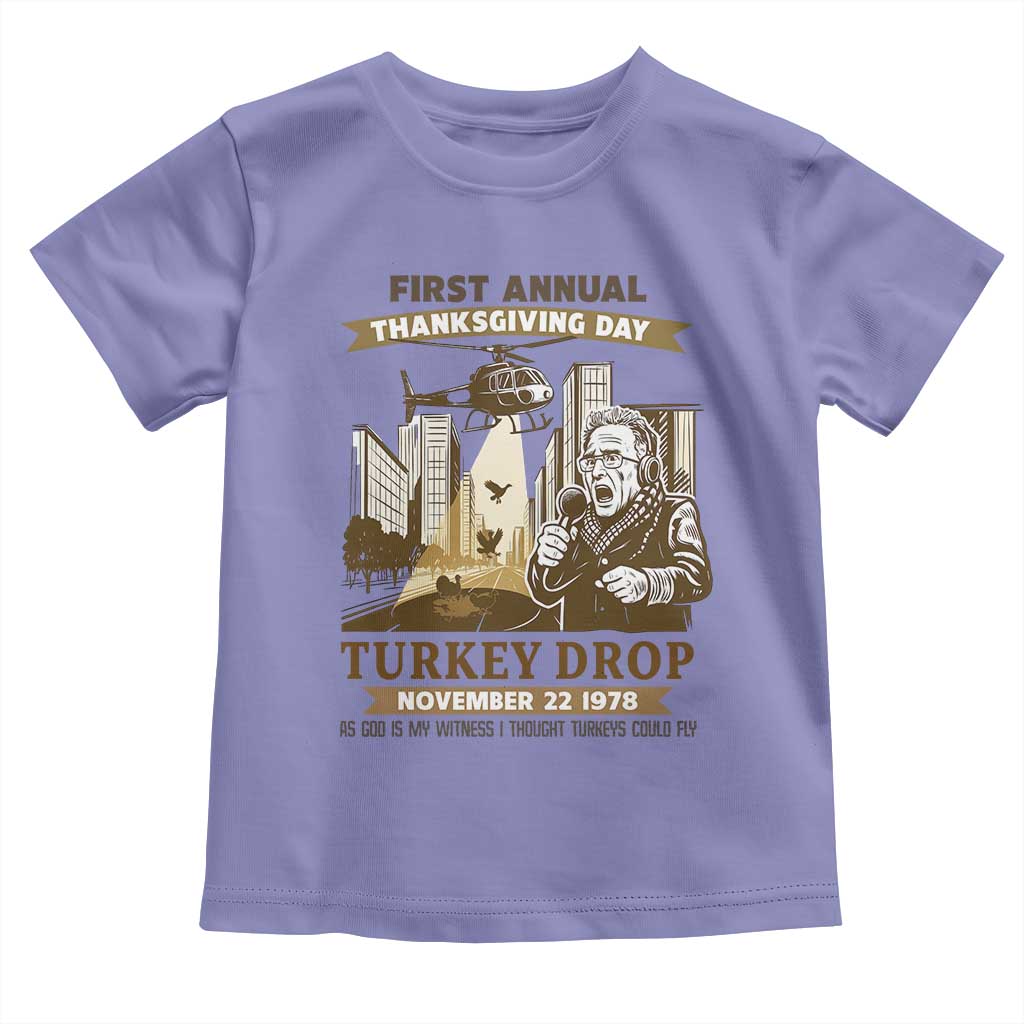 Vintage Thanksgiving Turkey Drop Toddler T Shirt Funny 1978 Helicopter Scene Classic TV Moment TS02 Violet Print Your Wear