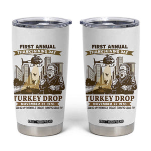 Vintage Thanksgiving Turkey Drop Tumbler Cup Funny 1978 Helicopter Scene Classic TV Moment TS02 White Print Your Wear