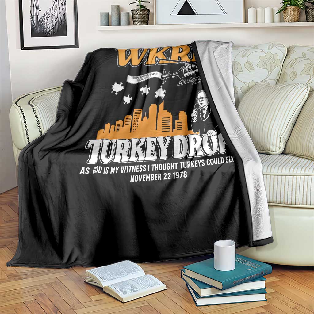 WKRP Turkey Drop with Les Nessman Throw Blanket Retro Thanksgiving Humor for Classic TV Fans TS02 Print Your Wear