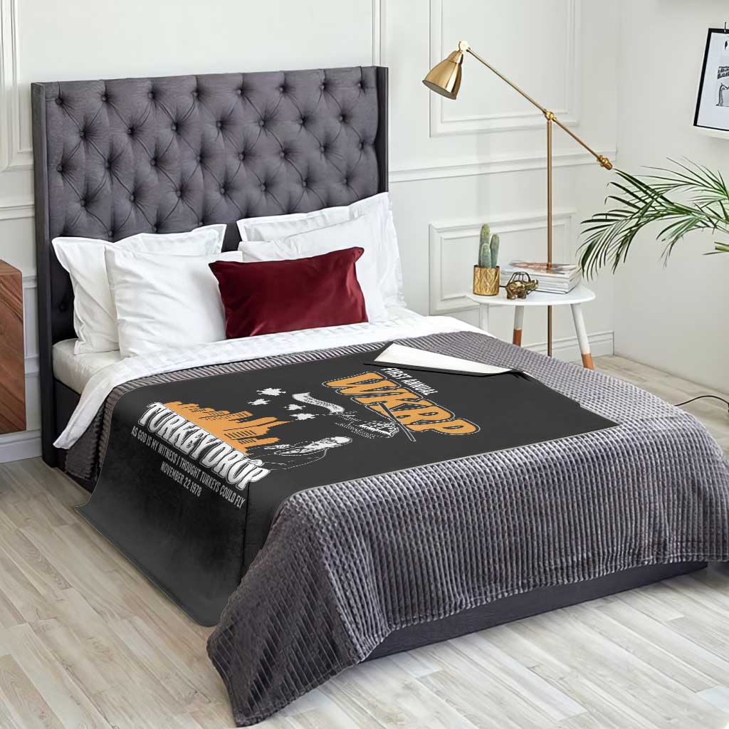 WKRP Turkey Drop with Les Nessman Throw Blanket Retro Thanksgiving Humor for Classic TV Fans TS02 Print Your Wear