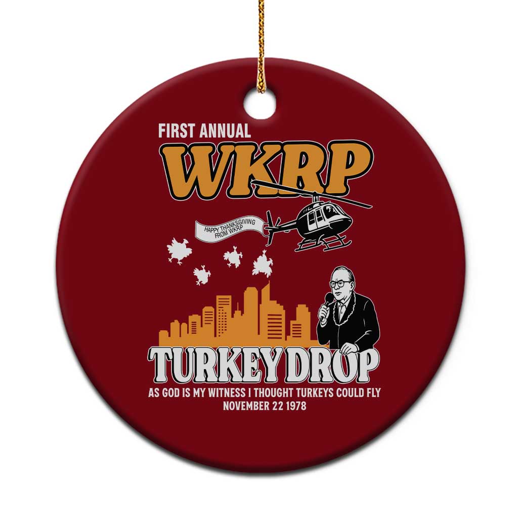 WKRP Turkey Drop with Les Nessman Ceramic Ornament Retro Thanksgiving Humor for Classic TV Fans TS02 1pc Red Print Your Wear