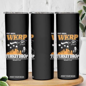 WKRP Turkey Drop with Les Nessman Skinny Tumbler Retro Thanksgiving Humor for Classic TV Fans TS02 Print Your Wear