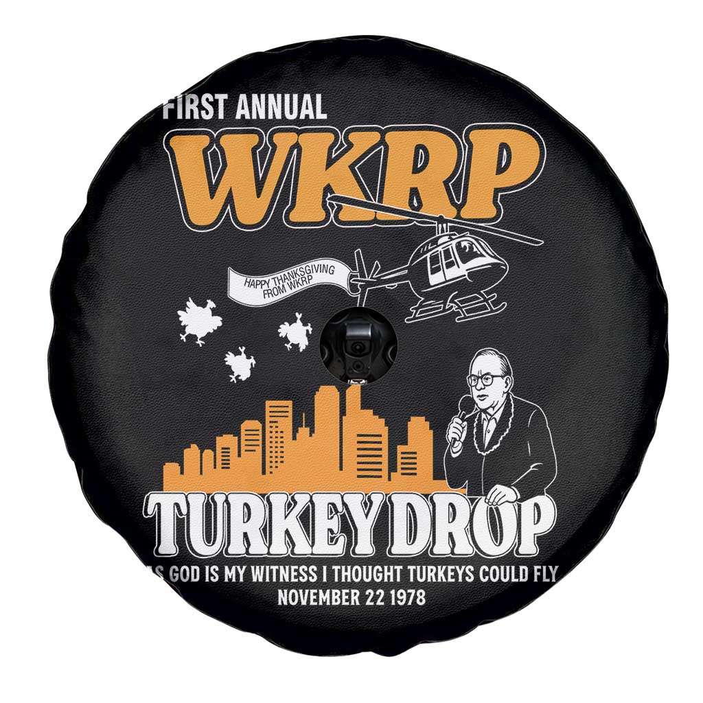 WKRP Turkey Drop with Les Nessman Spare Tire Cover Retro Thanksgiving Humor for Classic TV Fans TS02 Print Your Wear