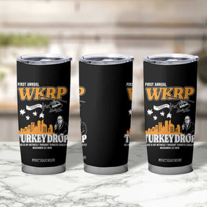 WKRP Turkey Drop with Les Nessman Tumbler Cup Retro Thanksgiving Humor for Classic TV Fans TS02 Print Your Wear
