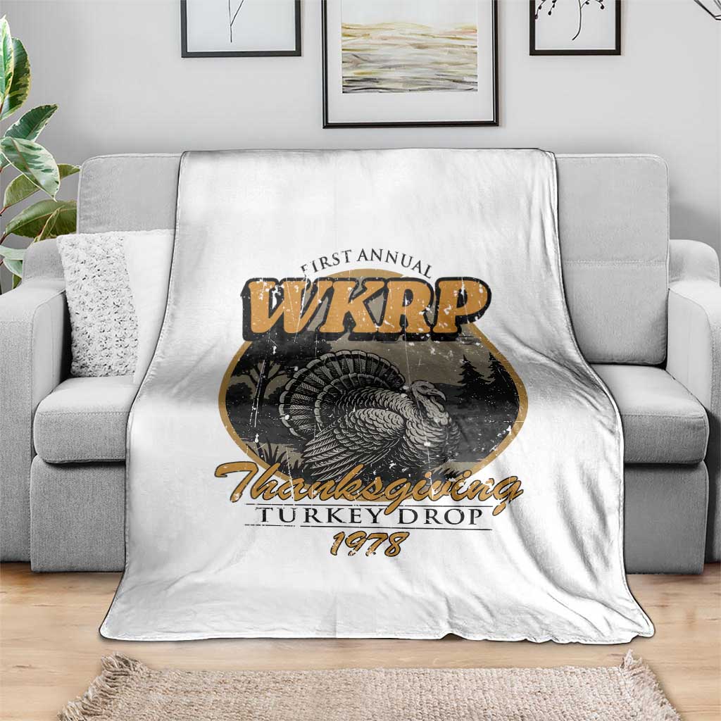 Retro WKRP Thanksgiving Turkey Drop 1978 Throw Blanket Distressed Vintage Holiday TS02 Print Your Wear