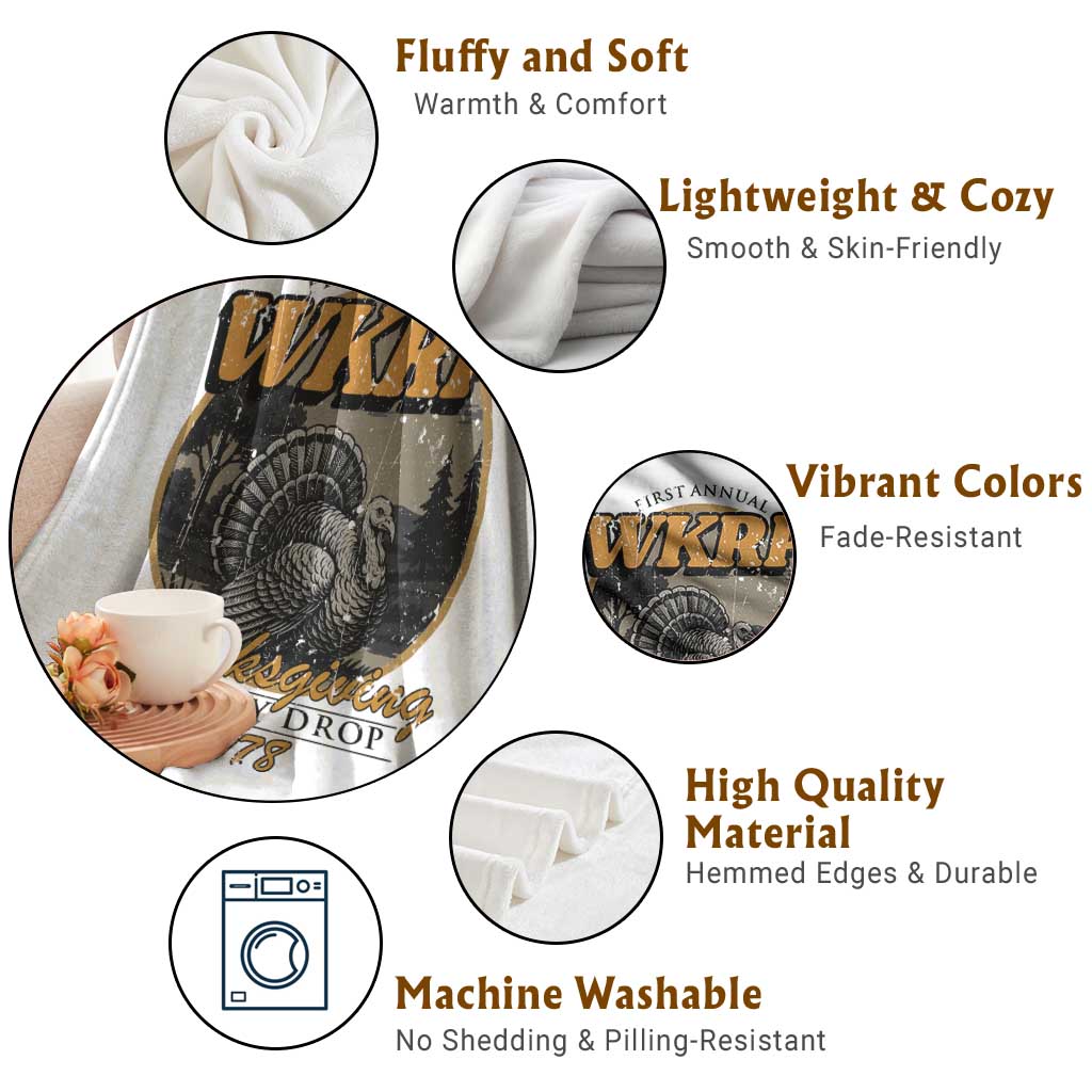 Retro WKRP Thanksgiving Turkey Drop 1978 Throw Blanket Distressed Vintage Holiday TS02 Print Your Wear