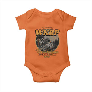 Retro WKRP Thanksgiving Turkey Drop 1978 Baby Onesie Distressed Vintage Holiday TS02 Orange Print Your Wear