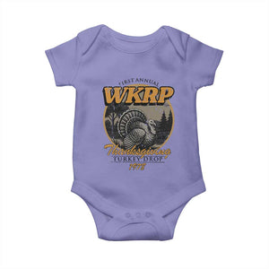 Retro WKRP Thanksgiving Turkey Drop 1978 Baby Onesie Distressed Vintage Holiday TS02 Violet Print Your Wear