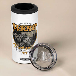 Retro WKRP Thanksgiving Turkey Drop 1978 4 in 1 Can Cooler Tumbler Distressed Vintage Holiday TS02 Print Your Wear