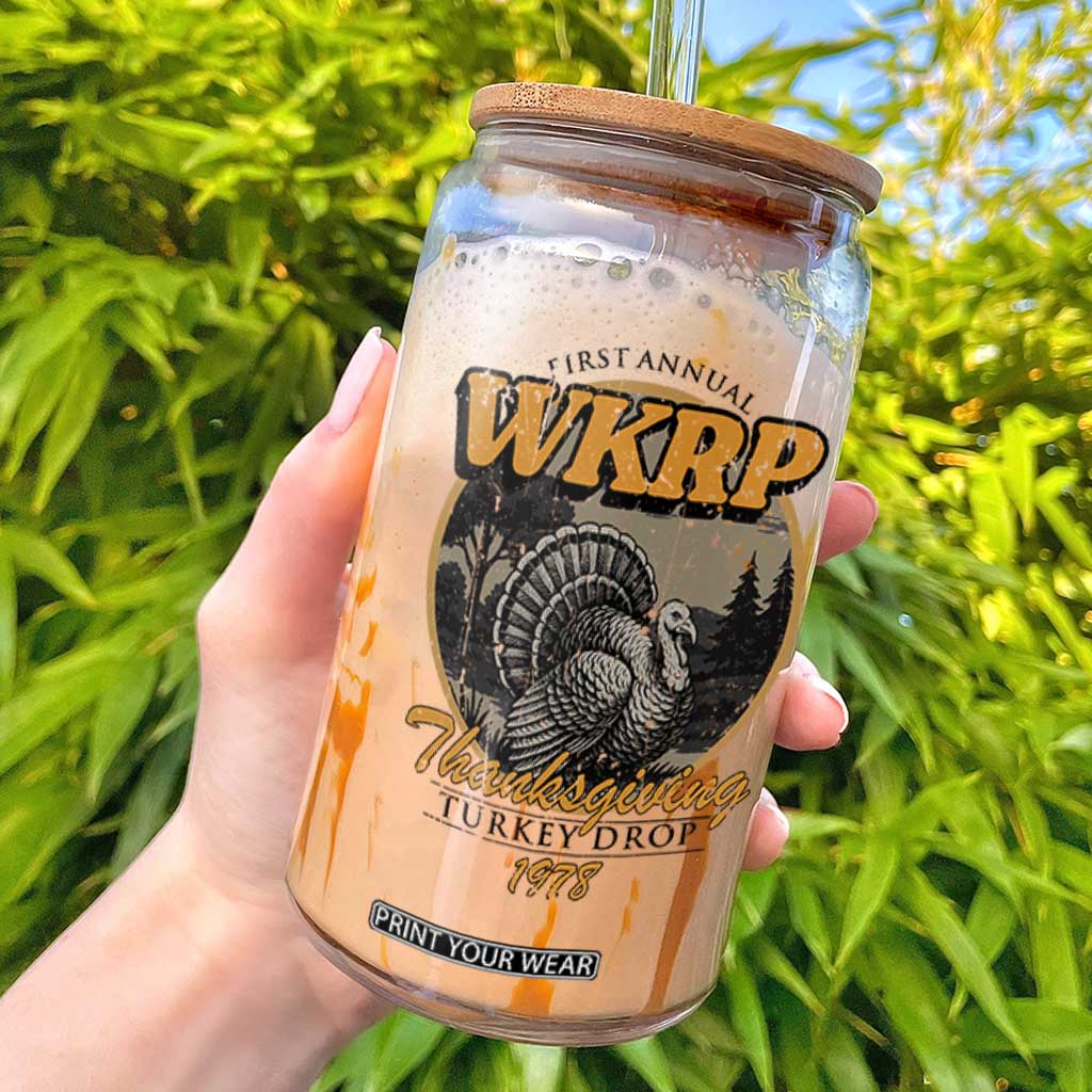 Retro WKRP Thanksgiving Turkey Drop 1978 Glass Can Distressed Vintage Holiday TS02 White Print Your Wear