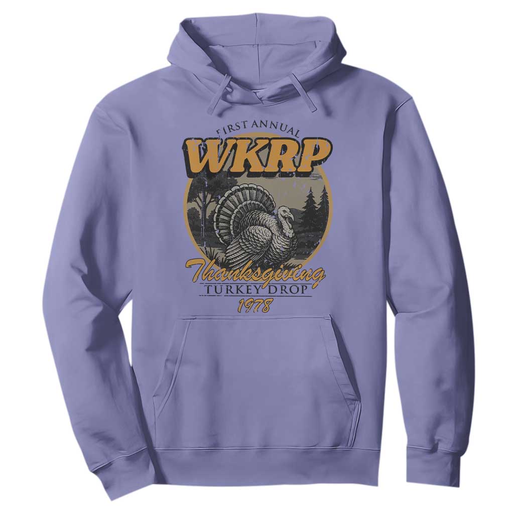 Retro WKRP Thanksgiving Turkey Drop 1978 Hoodie Distressed Vintage Holiday TS02 Violet Print Your Wear