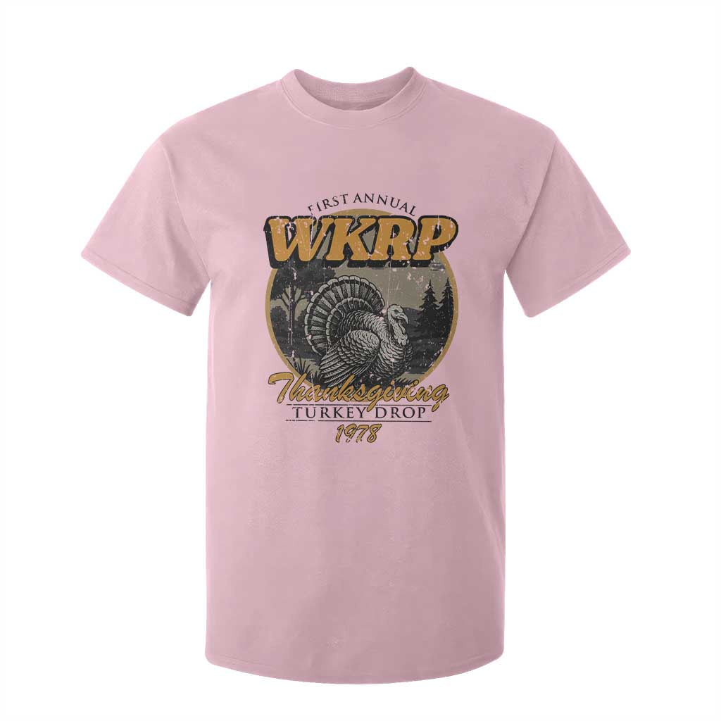 Retro WKRP Thanksgiving Turkey Drop 1978 T Shirt For Kid Distressed Vintage Holiday TS02 Light Pink Print Your Wear