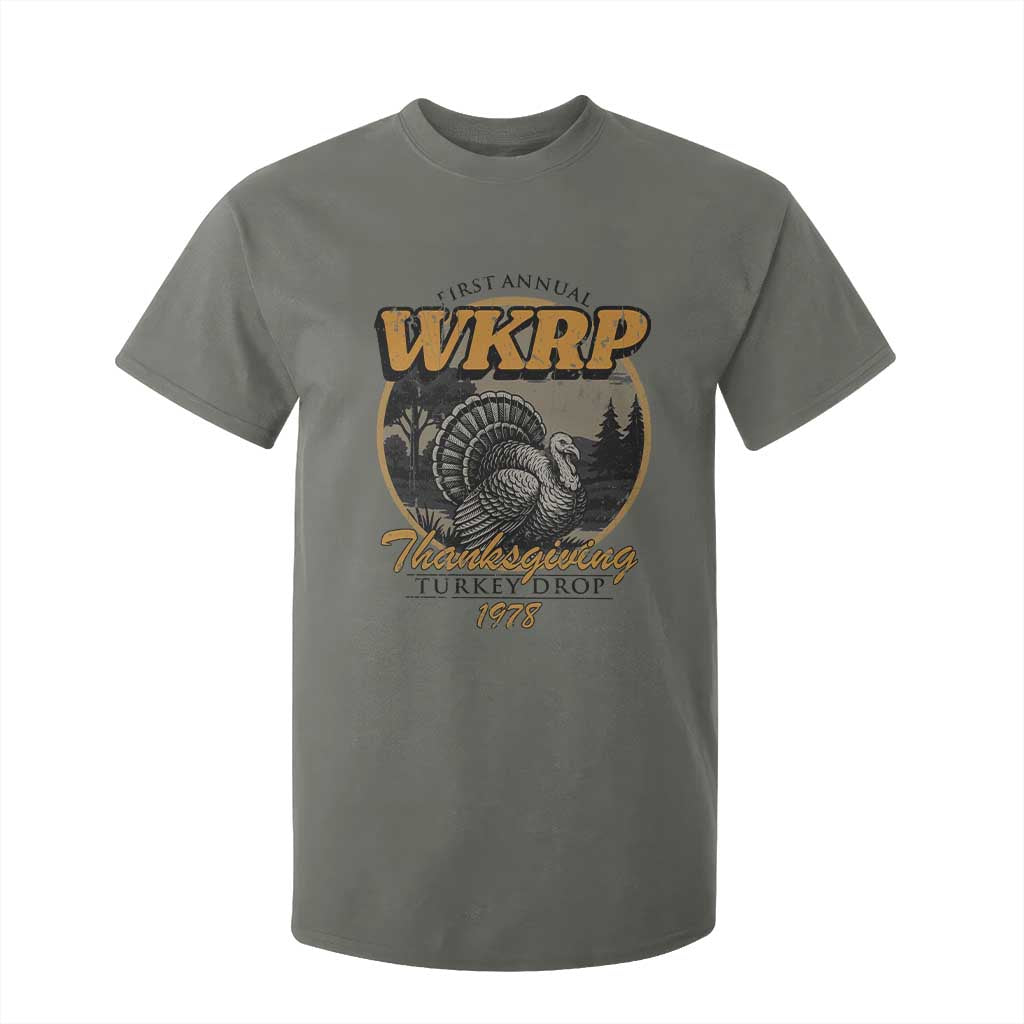Retro WKRP Thanksgiving Turkey Drop 1978 T Shirt For Kid Distressed Vintage Holiday TS02 Military Green Print Your Wear