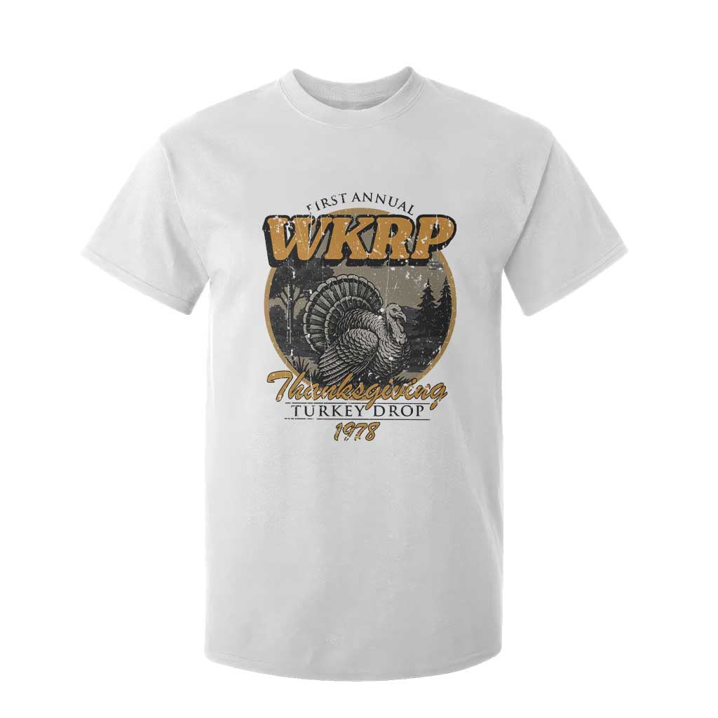 Retro WKRP Thanksgiving Turkey Drop 1978 T Shirt For Kid Distressed Vintage Holiday TS02 White Print Your Wear